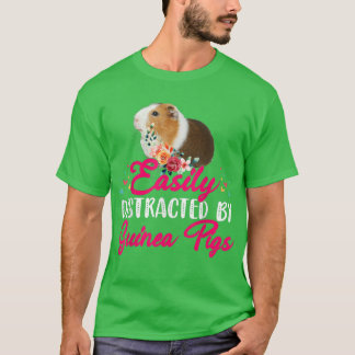 Camiseta Distrado Fácilmente Por La Flor Floral De Cerdos G