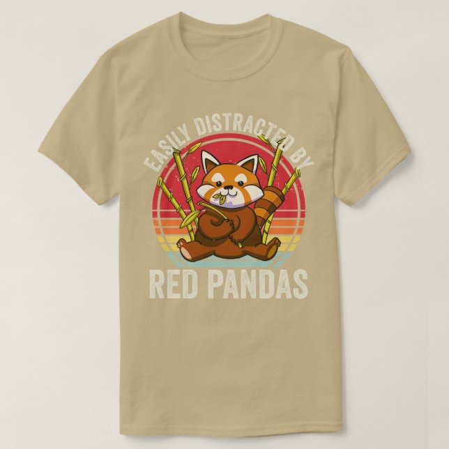 Camiseta Distrado Fácilmente Por Pandas Rojos (Diseño del anverso)