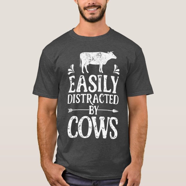 Camiseta Distrado Fácilmente Por Vacas Divertidas Mujeres A (Anverso)