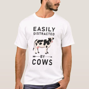 Camiseta Distrado Fácilmente Por Vacas - Divertido