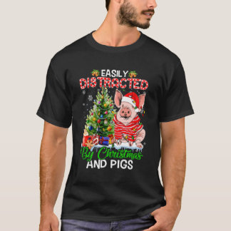 Camiseta Distrado Fácilmente Por Y Los Cerdos De Navidad Pa