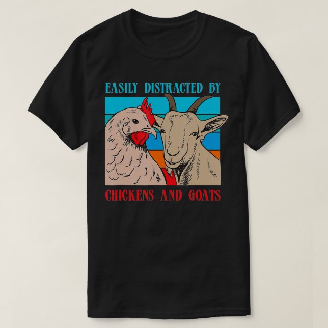 Camiseta Distrado Por Cabras De Pollos Graciosos Granjero R (Diseño del anverso)
