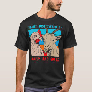 Camiseta Distrado Por Cabras De Pollos Graciosos Granjero R