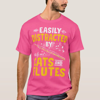 Camiseta Distrado Por Cats And Flutes Experto Músico Flut