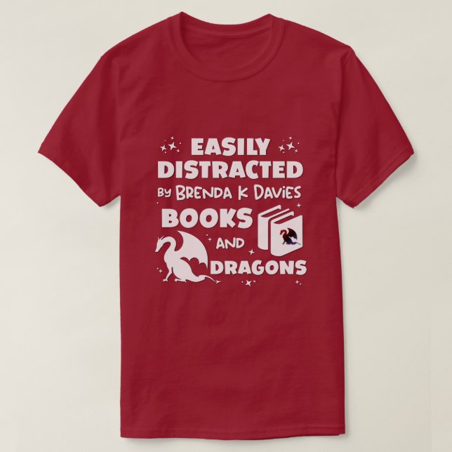 Camiseta Distrado por los libros y dragones de Brenda K Dav (Diseño del anverso)