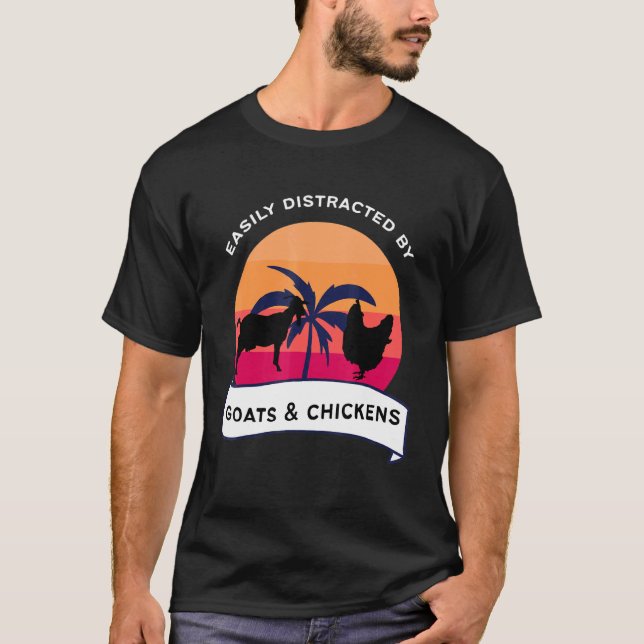 Camiseta Distrae con cabras y gallinas (Anverso)