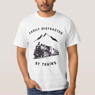 Camiseta Distraída Fácilmente Por Los Trenes Graciosa Camis