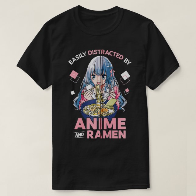 Camiseta Distraído fácilmente por Anime y Ramen Bowl en jap (Diseño del anverso)