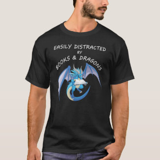 Camiseta Distraído Fácilmente Por Dragones Y Libros Gracios