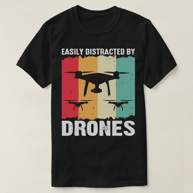 Camiseta Distraído Fácilmente Por Drone Vintage 2 (Diseño del anverso)