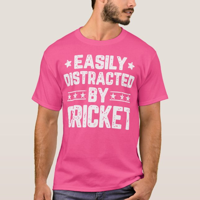 Camiseta Distraído Fácilmente Por El Amante Del Cricket (Anverso)