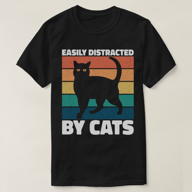 Camiseta Distraído Fácilmente Por El Propietario De Gatos G (Diseño del anverso)