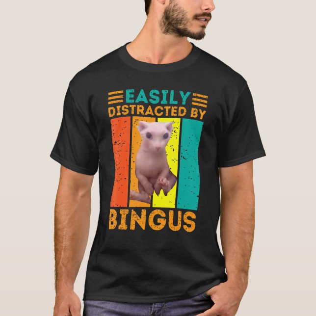 Camiseta Distraído Fácilmente Por Gato Sfinx Sin Cabello De (Anverso)