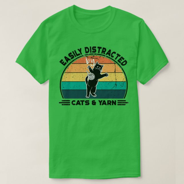 Camiseta Distraído fácilmente por gatos y yarn Perfect Funn (Diseño del anverso)