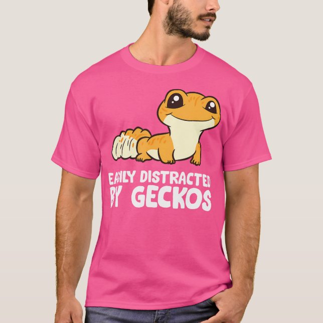Camiseta Distraído Fácilmente Por Geckos Funny Leopard Geck (Anverso)