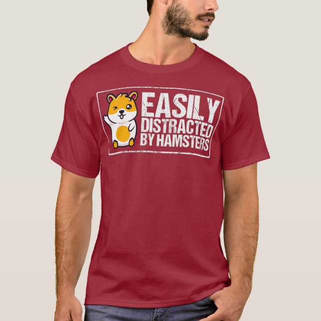 Camiseta Distraído Fácilmente Por Hamsters Gift Funny Hamst (Anverso)