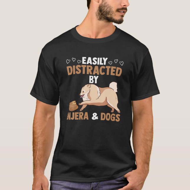 Camiseta Distraído Fácilmente Por Injera Y Perros Flatbre (Anverso)