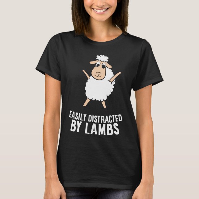 Camiseta Distraído Fácilmente Por Lambs Gracioso Cordero Ov (Anverso)
