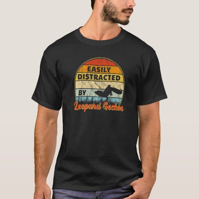 Camiseta Distraído Fácilmente Por Leopard Geckos Retro Suns (Anverso)