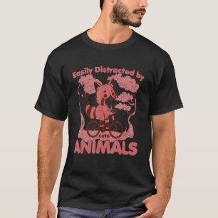 Camiseta Distraído fácilmente por lindos animales Panda Roj