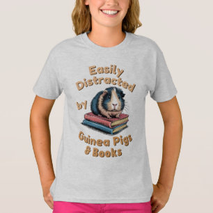 Camiseta Distraído Fácilmente Por Los Cerdos Y Libros De Gu