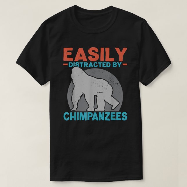 Camiseta Distraído Fácilmente Por Los Chimpancés Chimp Monk (Diseño del anverso)