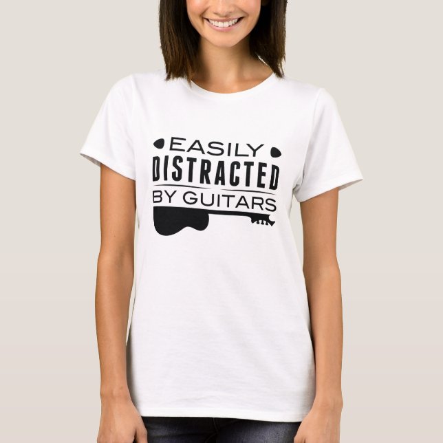 Camiseta Distraído Fácilmente Por Los Guitares (Anverso)