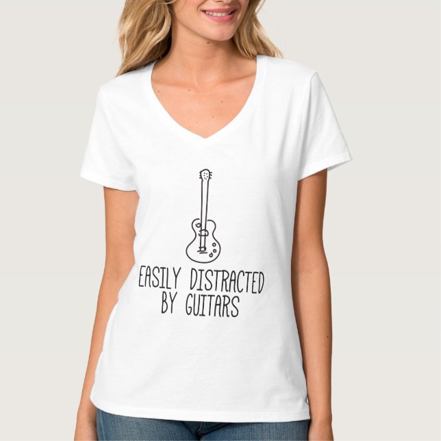 Camiseta Distraído Fácilmente Por Los Guitares (Anverso)