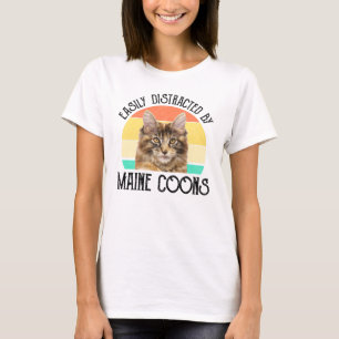 Camiseta Distraído Fácilmente Por Maine Coons