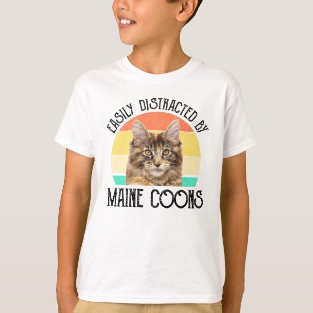 Camiseta Distraído Fácilmente Por Maine Coons (Anverso)