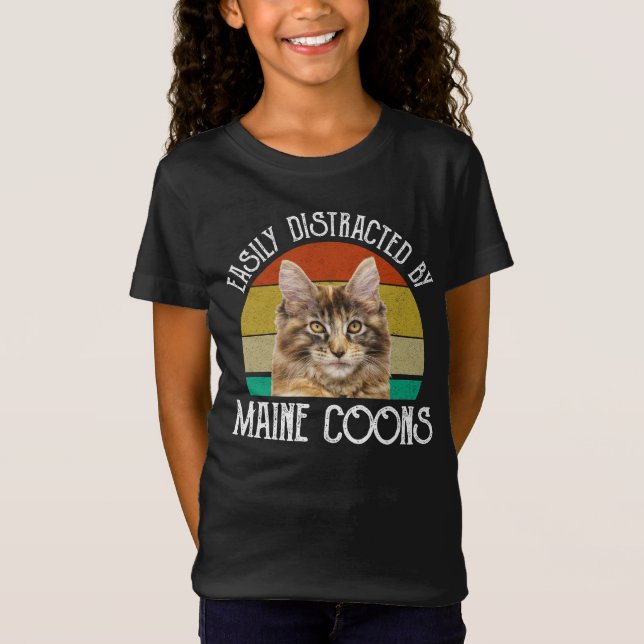 Camiseta Distraído Fácilmente Por Maine Coons (Anverso)