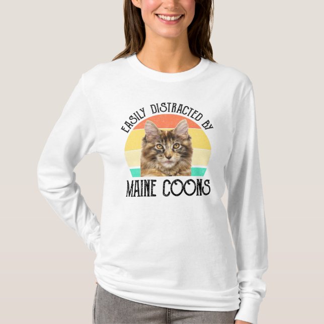 Camiseta Distraído Fácilmente Por Maine Coons (Anverso)