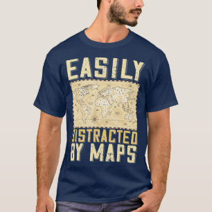 Camiseta Distraído Fácilmente Por Maps Divertido Profesor D