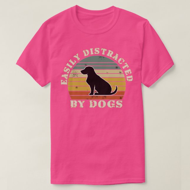 Camiseta Distraído Fácilmente Por Perros Gracioso Gif Retro (Diseño del anverso)