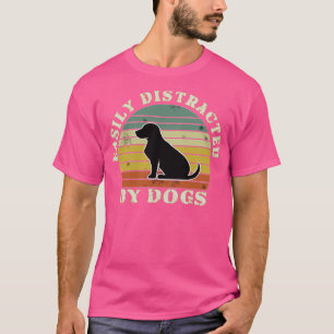 Camiseta Distraído Fácilmente Por Perros Gracioso Gif Retro