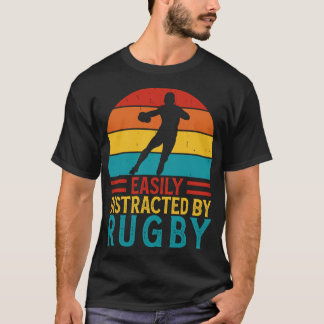 Camiseta Distraído Fácilmente Por Rugby - Gracioso Jugador 