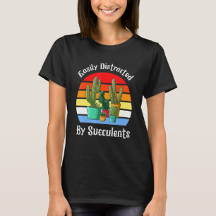 Camiseta Distraído Fácilmente Por Suculentos Estilo Cactus 