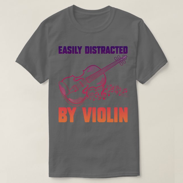 Camiseta Distraído Fácilmente Por Violín Gracioso 2 (Diseño del anverso)