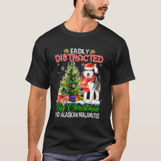 Camiseta Distraído Fácilmente Por Y Alaskan Malamutes Xmas
