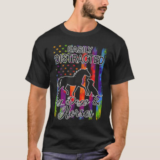 Camiseta Distraído por Caballo y Perro  Caballo  Ecuestre  