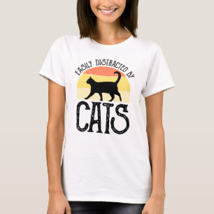 Camiseta Distraídos Fácilmente Por Los Gatos