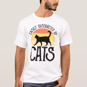 Camiseta Distraídos Fácilmente Por Los Gatos