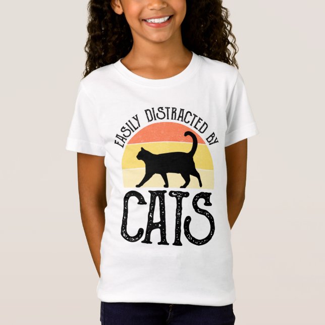 Camiseta Distraídos Fácilmente Por Los Gatos (Anverso)