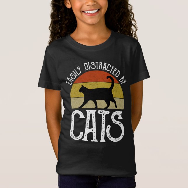 Camiseta Distraídos Fácilmente Por Los Gatos (Anverso)