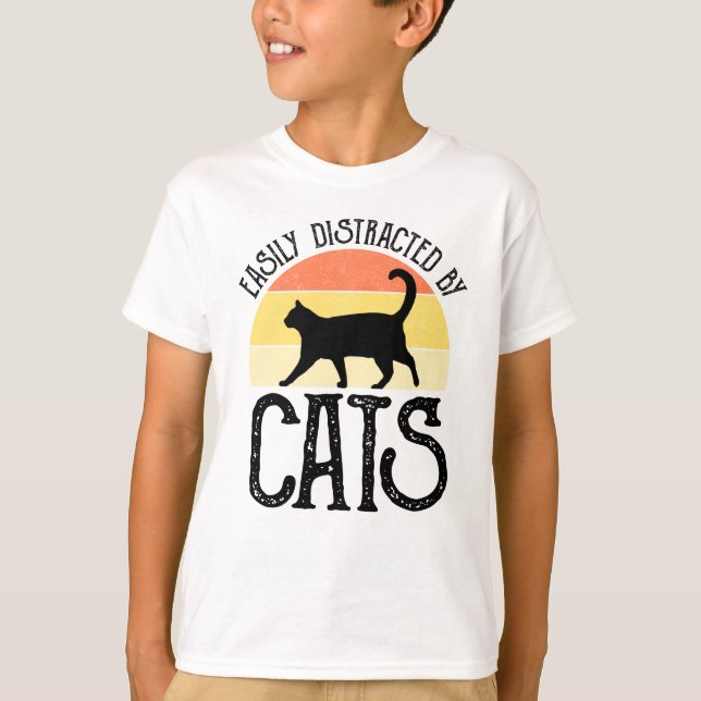 Camiseta Distraídos Fácilmente Por Los Gatos (Anverso)