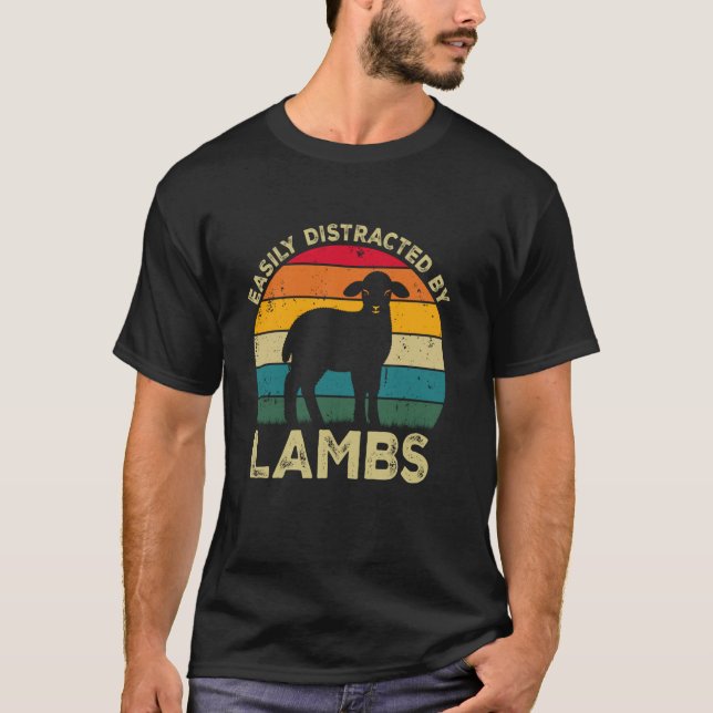 Camiseta Distraídos Fácilmente Por Los Lambs, Divertidos Am (Anverso)