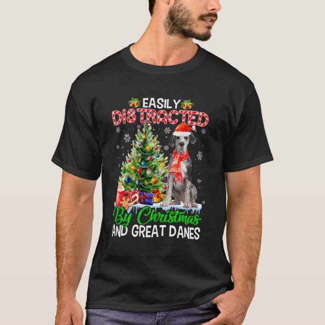 Camiseta Distraídos Fácilmente Por Navidades Y Grandes Dane (Anverso)