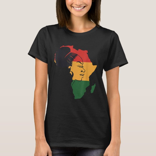 Camiseta Distressed African Map With Afro Queen In Africa F (Anverso)