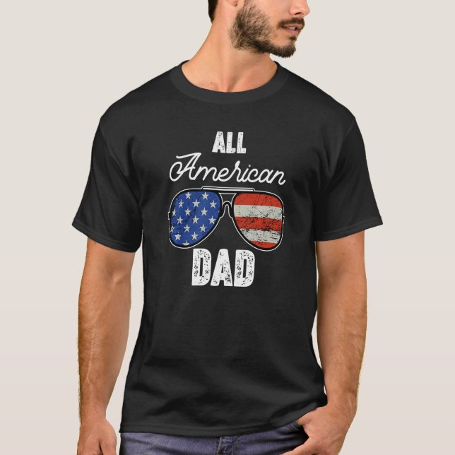 Camiseta Distressed All American Dad USA Flag Sunglasses 4t (Anverso)