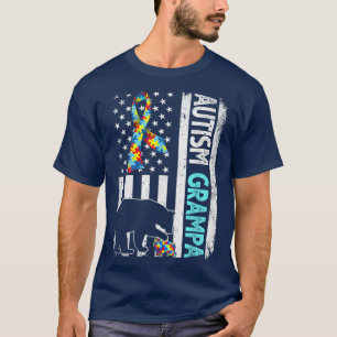 Camiseta Distressed American Flag Autism Grampa Bear Autist